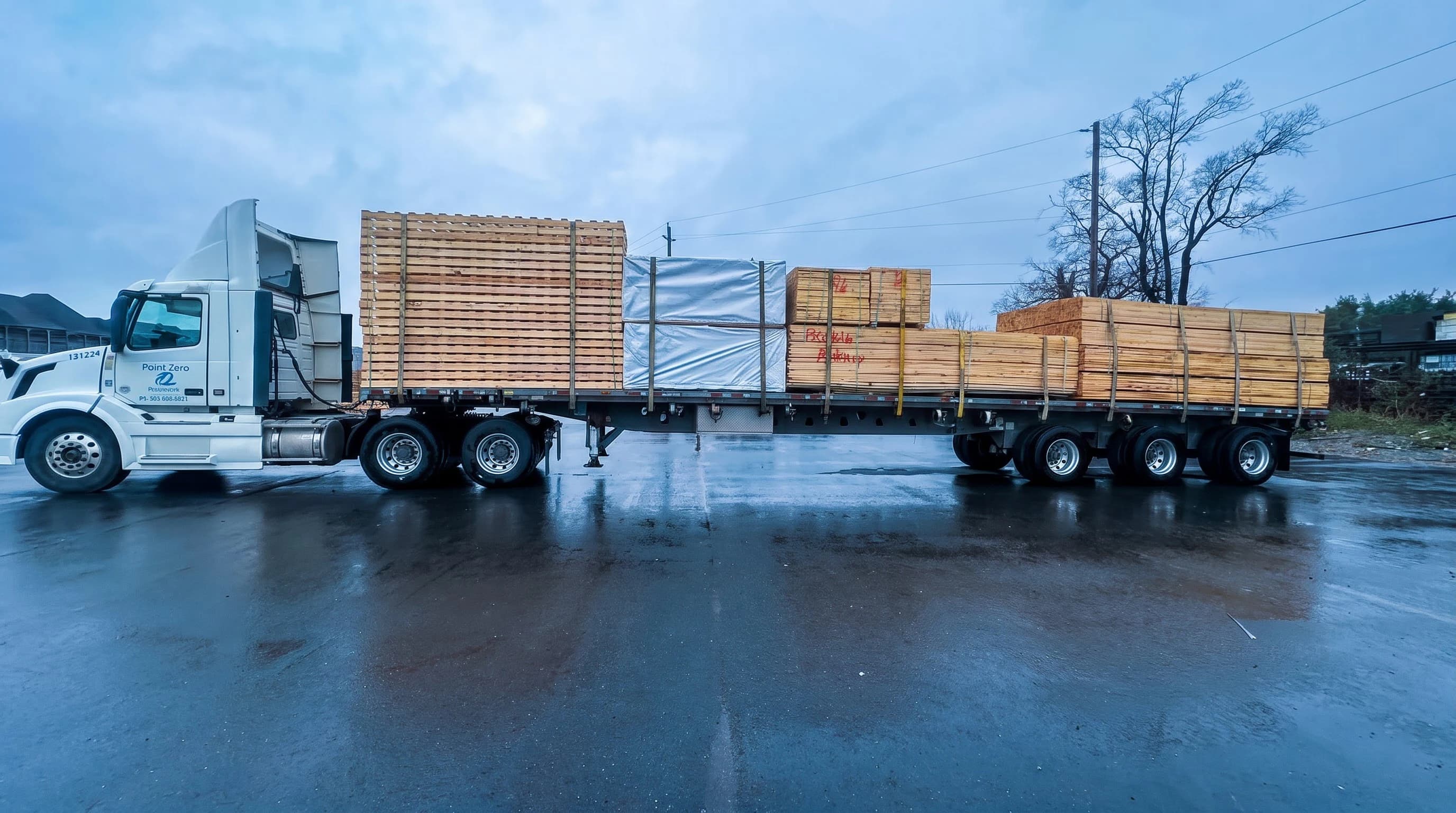 Point Zero Road Lines delivering building materials on site