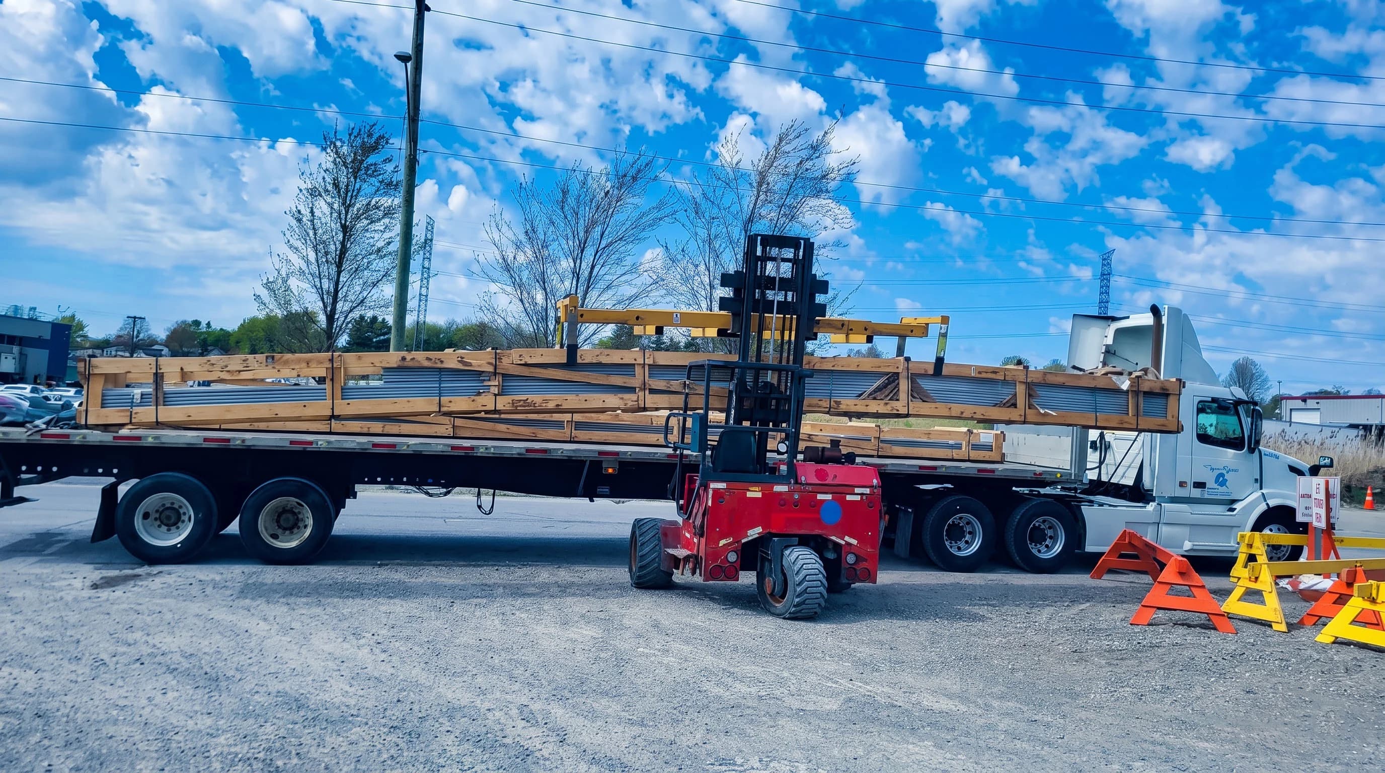 Point Zero Road Lines truck loading construction materials