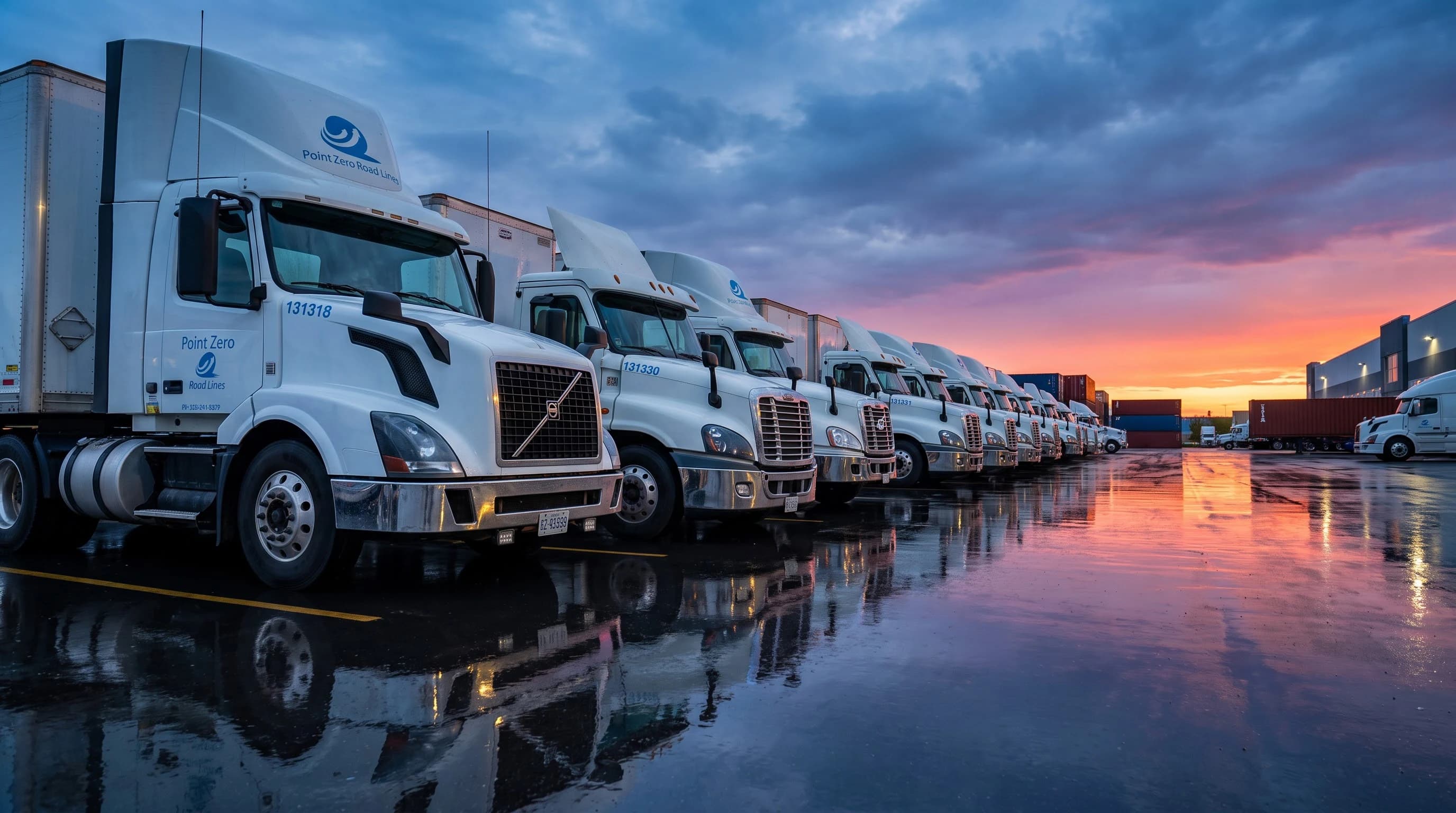 Point Zero Road Lines dedicated carrier fleet at terminal